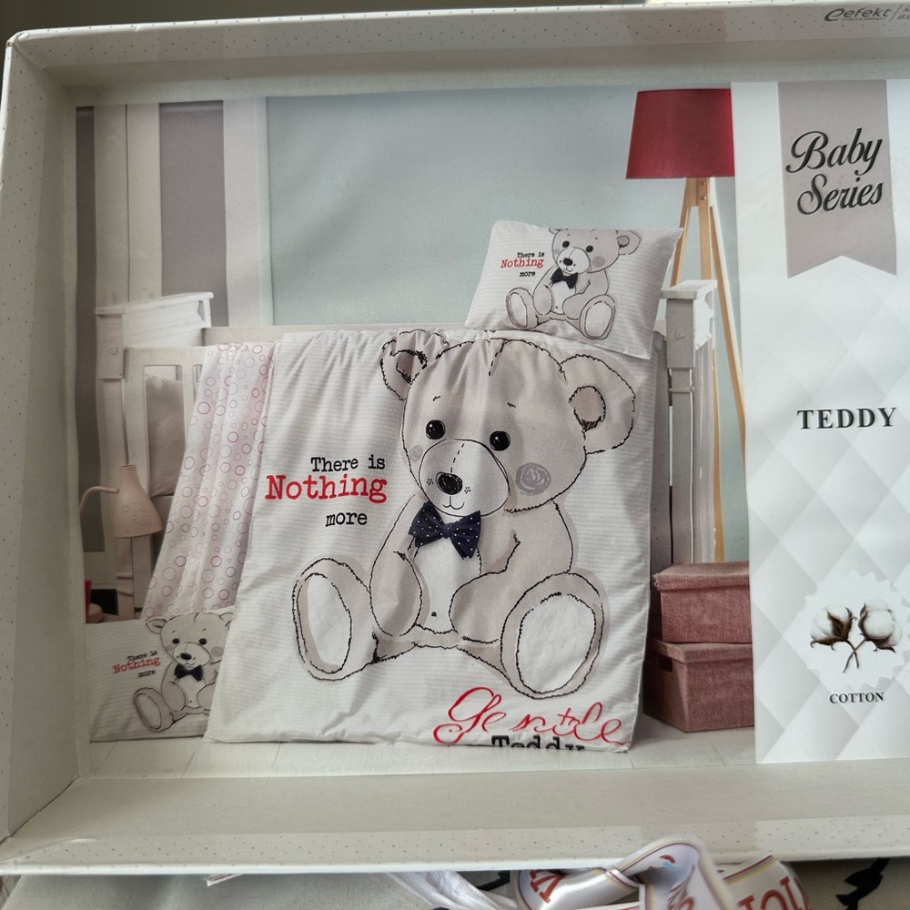 🆕 Baby Series Teddy Duvet Cover - Cream and Gray